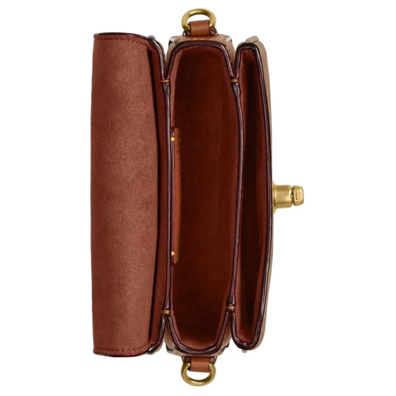 Coach Cassie 17 Abnehmbarer Ketten-Schultergurt Kunstleder und Rindsleder Umhängetasche Kleine Damenhandtasche Braun Karamell CW566-B4XHG