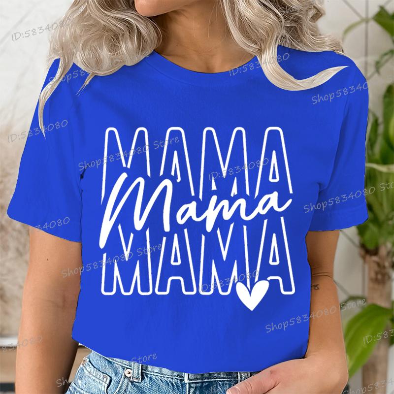 Mothers Day Mama Tshirts Stacked Mama for Ladies Tops Mom Life Short Sleeve Tshirt Crew Neck Gift for Mom Summer Tops Clothes
