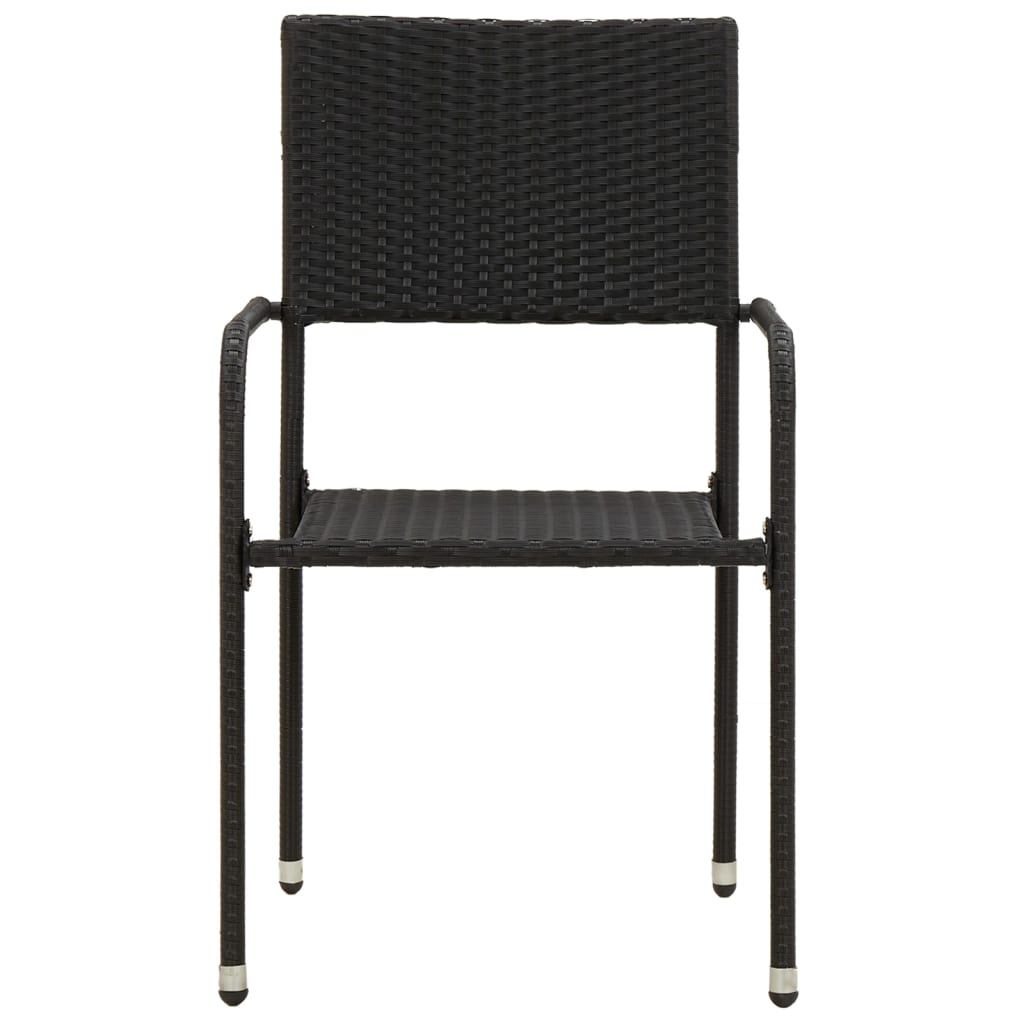 3 Piece Garden Dining Set Poly Rattan Black