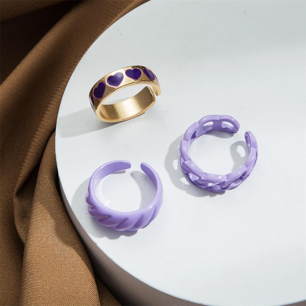 Retro Gentle Hollow Dripping Oil Retro Ring 3-piece Set Fashion Trend Punk Ring Set Decoration