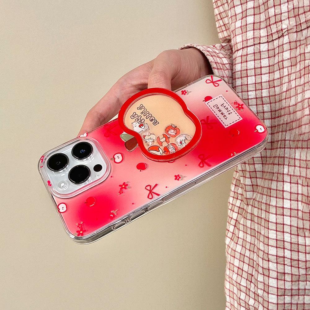 Applicable To 16PM Shaking Apple Bracket Mobile Phone Case Iphone13pro Large Hole IMD Bow Protective Cover 15