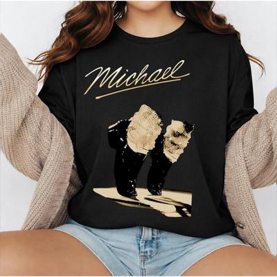 Movie Michael Jackson Golden Signature Graphic Cotton Unisex Shirt Summer Men's Y2k Comfortable