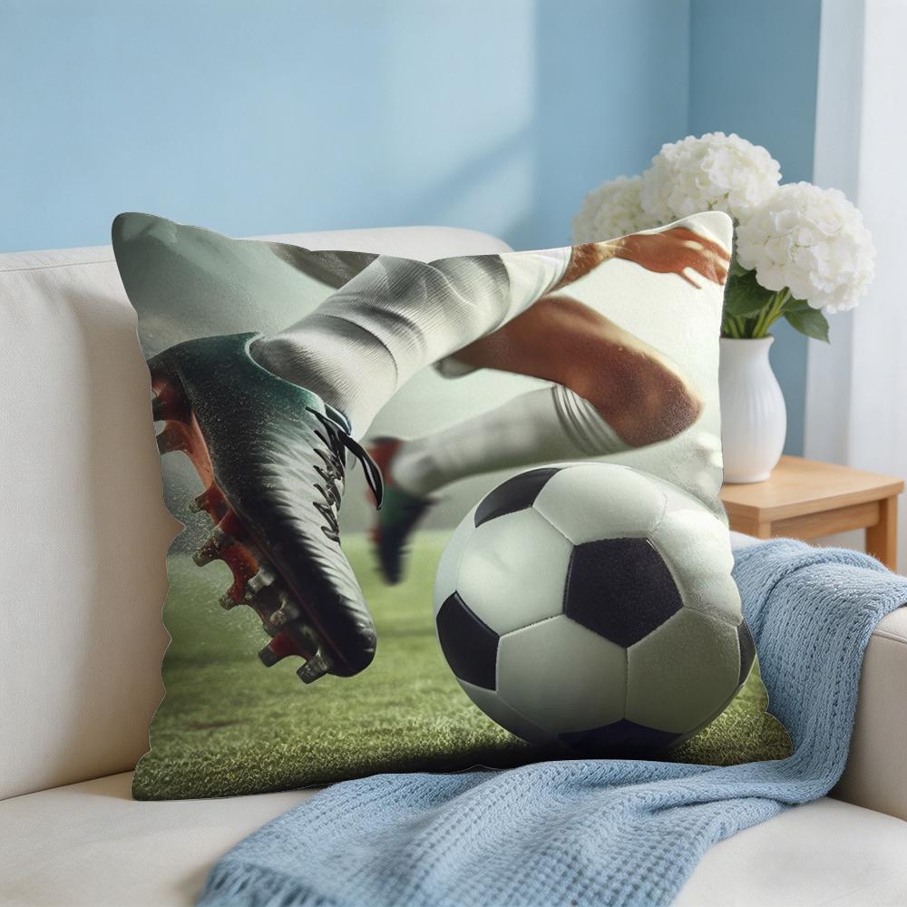 Cartoon Football Print Cushion Cover Square Pillow Bedroom Sofa Leisure Comfort Living Room Home Decoration X