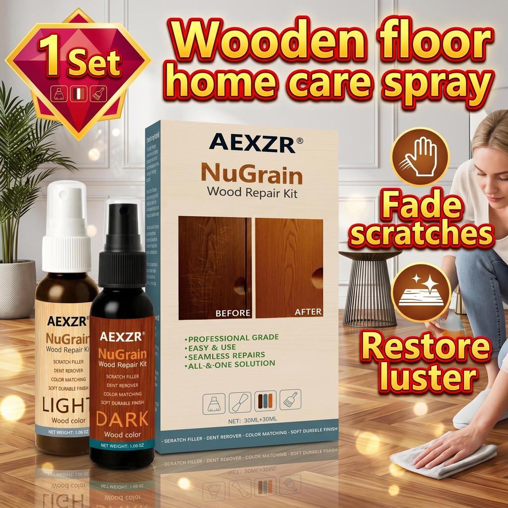 AMZ Holzboden-Haushaltspflege-Spray, Möbelpflege-Politur mit Kolophonium & Nano-Siliziumdioxid, Tägliches Reinigungs-Schutzmittel für Holzoberflächen, Natürlicher Look 1 Set