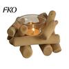 Rustic Candle Holder Wooden Glass Holder, Driftwood Ornament, Farmhouse Rural Home Decor Tabletop for Living Room Bedroom Office Gift