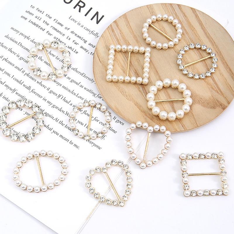 1Pcs Pearl Rhinestone Clothing Corner Knot Buckle Waist Buckle Silk Scarf Clothes T-Shirt Shirt Hem Buckle Luxury Decorative