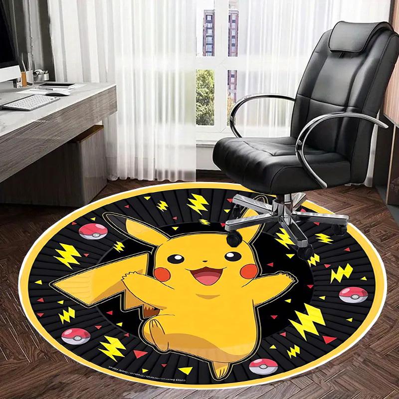 1pc Pikachu Lightning Bolt Round carpet, Made of Polyester,Perfect for Decorating Office Chairs, Living Rooms,Vibrant Decorative Rug