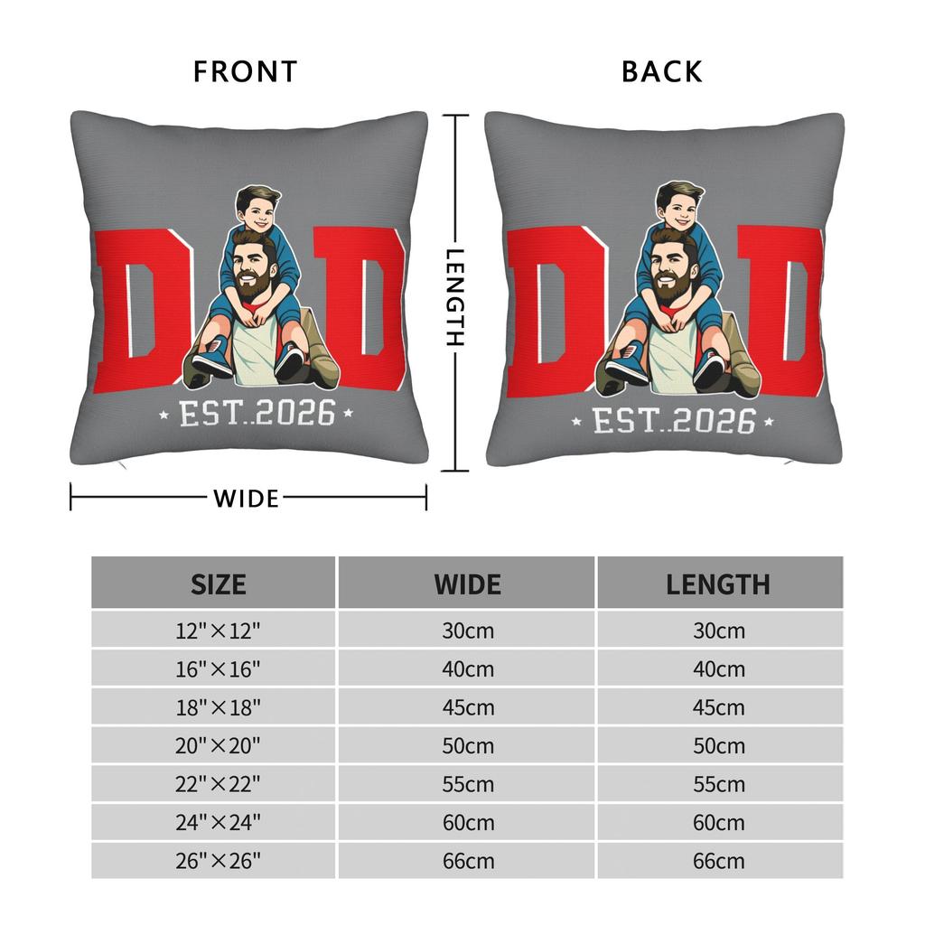 Father Day Dad Est Papa Pillow Cover Retro Trendy Pillow Case For Couch Sofa Bedroom Custom Pillowcases Birthday Gift