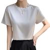 Silk T-shirt for Women Spring and Summer Short Loose Round Neck Solid Colour Inner Temperament Short-sleeved T-shirt Tops