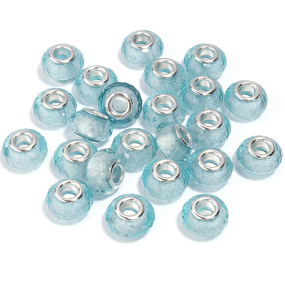 20pcs 14x9mm Resin Beads Multicolor Faceted Big Hole Loose Spacer Beads For Jewelry Making DIY Bracelets Keychain Accessories