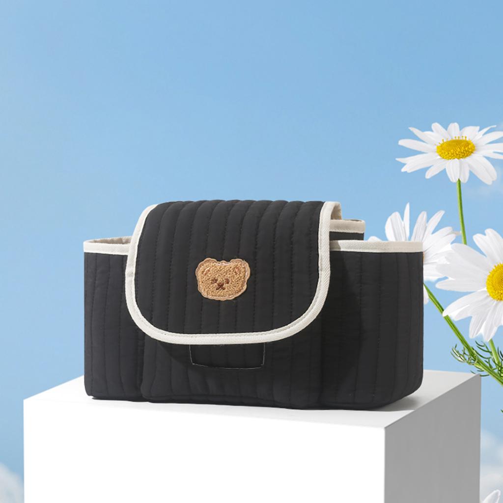 Quilted Diaper Handbag Large Capacity Baby Handcart Storage Bag Solid Color Fluffy Stroller Nappy Bag Babies Accessories