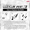 Mitsubishi Pencil Erasable Ballpoint RE3 3 Tri-Color Pen, Uni-ball 0.5, Black, URE350005.24 (x pens)