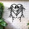 1 ks Elegantní kovový nástěnný obraz s ptákem a břečťanem - černá větvička ve tvaru srdce, dekorace, vhodné do ložnice, do interiéru, na venkovní dvůr