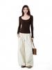 Women's Coffee U-Neck Slim-Fit Long-Sleeve Base Layer for Autumn/Winter