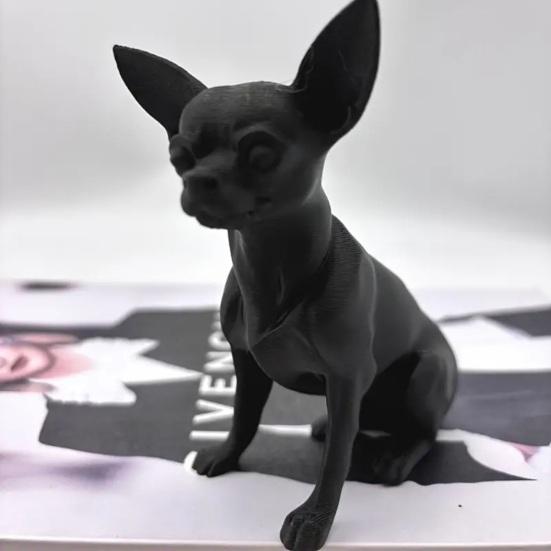 3D Printed Chihuahua Figurine, Modern Black Dog Statue, Plastic Puppy Sculpture for Desk Decoration, Gift for Pet Lovers