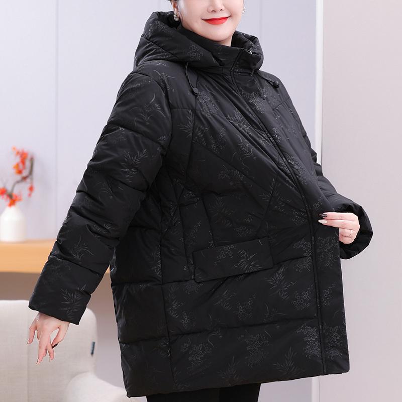 Plus Size 4XL-8XL Middle Age Woman Coats Winter Long Parkas Hooded Casual Thick Warm Outerwears Women's Jackets