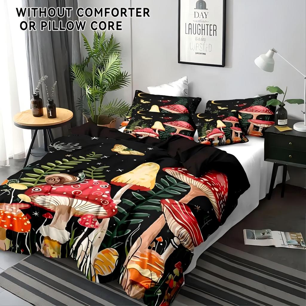 Forest Mushrooms 3D Printed Quilt Cover Set Leave Plant Soft Comfortable Bedding Cover Pillowcase Home Textiles Duvet Cover Sets