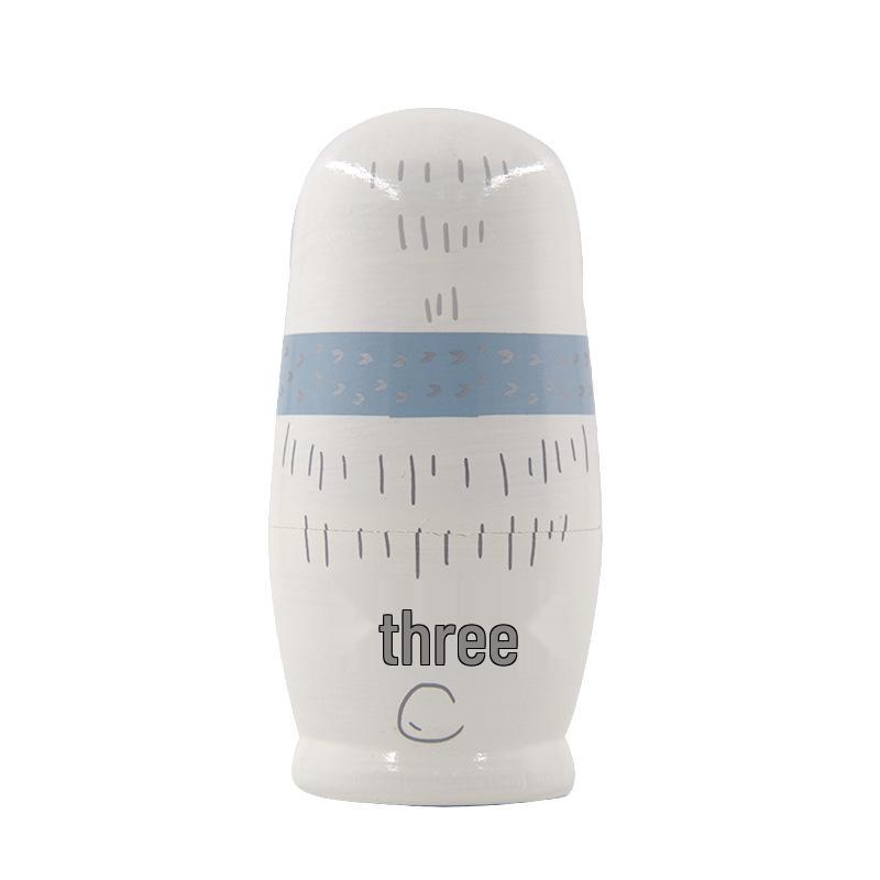 5-Layer Wooden Russian Nesting Dolls: White Big Bear Design for Children's Home Decor and Gifts