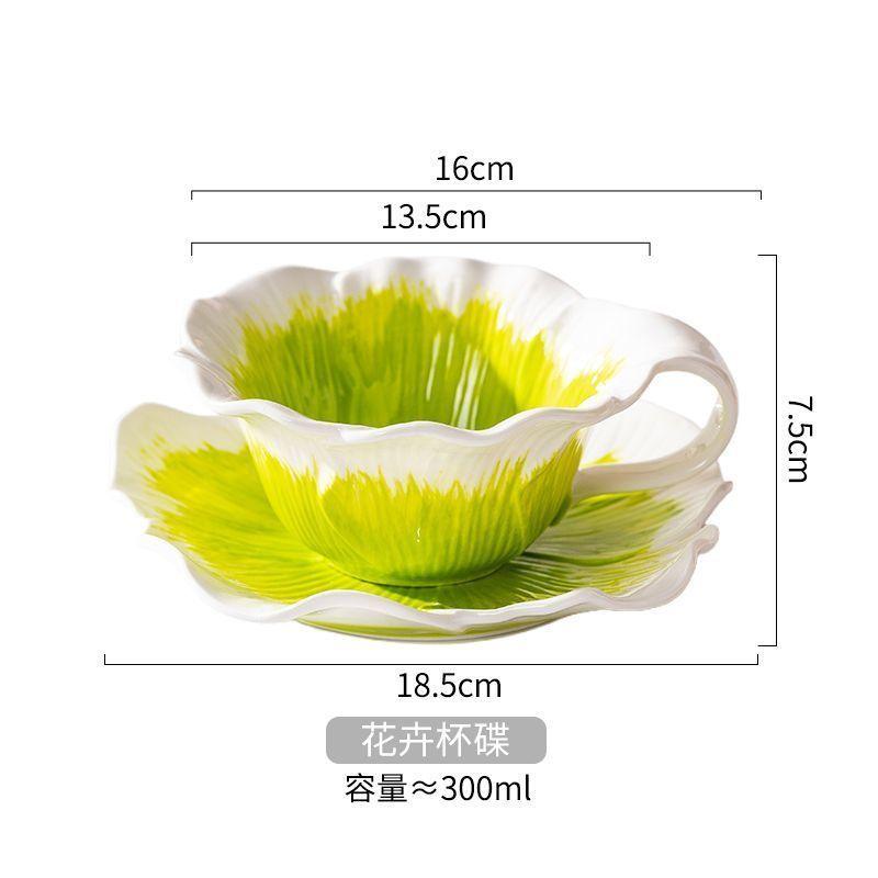 

Hand Painted Flower Ceramic Cup Plate Set, Design Sense Coffee Mug, Creative Colorful Tea Cup, Couple Water Cups, Holiday Gift 300ML