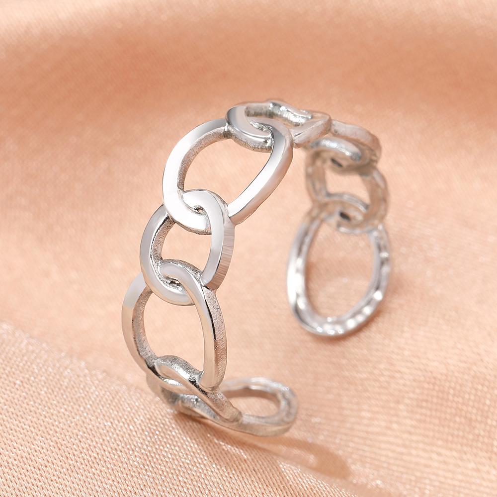 Stainless Steel Rings Minimalist Geometric Personality Snake Adjustable Open Ring Fashion Trending Ring For Women Zircon Gifts