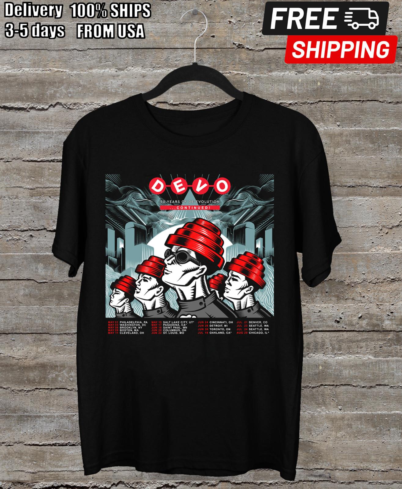 DEVO Band NORTH AMERICAN TOUR 2025 Short Sleeve Black All Size Shirt BB83 L