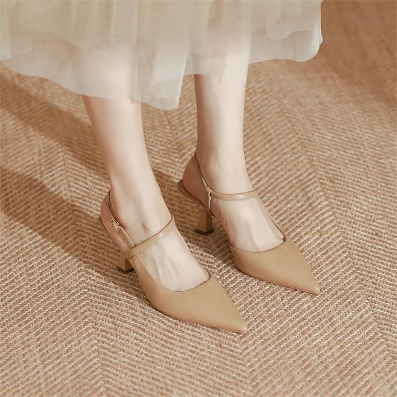 Patent Leather Women Sandals Sexy Pointed Toe Back Strap Buckle Summer Slingback Footwear Ladies High Heel Wedding Party Shoes