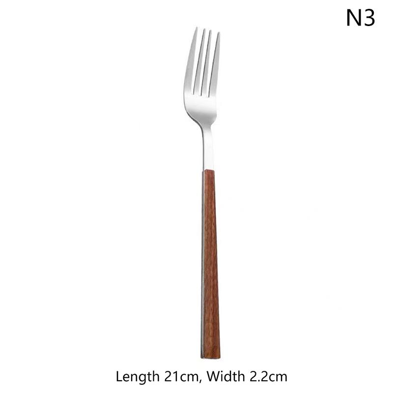 1/5 Stück Edelstahl Imitation Holzgriff Besteckset Geschirrklammer Westliches Tafelgeschirr Messer Gabel Teelöffel