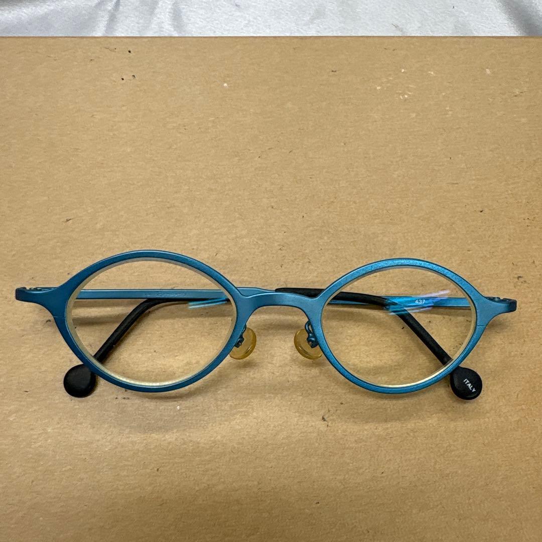 Used l.a.Eyeworks Glasses Blue Metal Frame Prescription Lenses