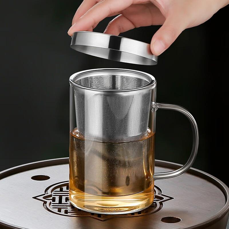 500ml Borosilicate Glass Tea Mug Glass Cup with Stainless Steel Infuser Loose Leaf Tea Cup Home Office Teacup Mug Gift Drinkware