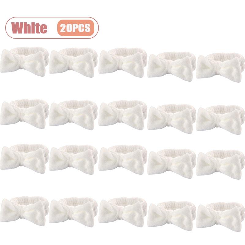 1-20PCS Soft Coral Fleece Headband for Face Washing Makeup Bow Design Hair Hoop Light Beige Yoga Turban for Girls Women
