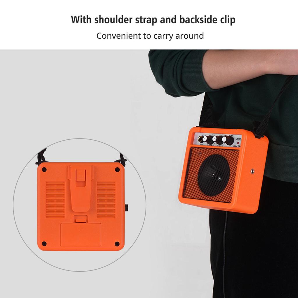 5W Mini Guitar Amplifier Amp Speaker with 3.5mm & 6.35mm Inputs 1 4 Inch Output Supports Volume Tone Adjustment
