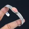 Oval Pink Opal Stone Sterling Silver Artisan Engagement Anniversary Wife Bangle