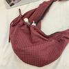 Korean Style Plaid Nyl Shoulder Bags for Women Large Capacity Ladies Hobos Crossbody Bag Travel Portable Female Handbags Tote