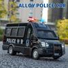 1:24 Alloy Diecast YiWeiKe QiaoZhiBaDun Police Cars Models Toy Light Sound Vehicles Rubber Tires Car Toy for Kids Festival Gifts