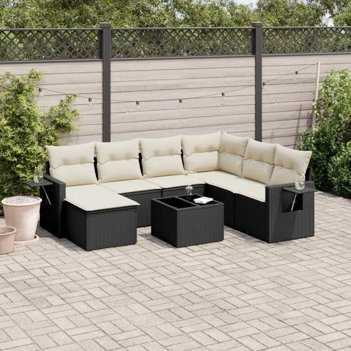 VidaXL Garden Lounge Set with Cushions 8 Pcs, Patio Sofas, Patio Furniture Set, Outdoor Furniture, Black 3252843
