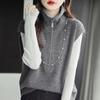 Summer 2026 Women's Grey Zipper High-Neck Knit Vest Sweater – Stylish and Casual Design