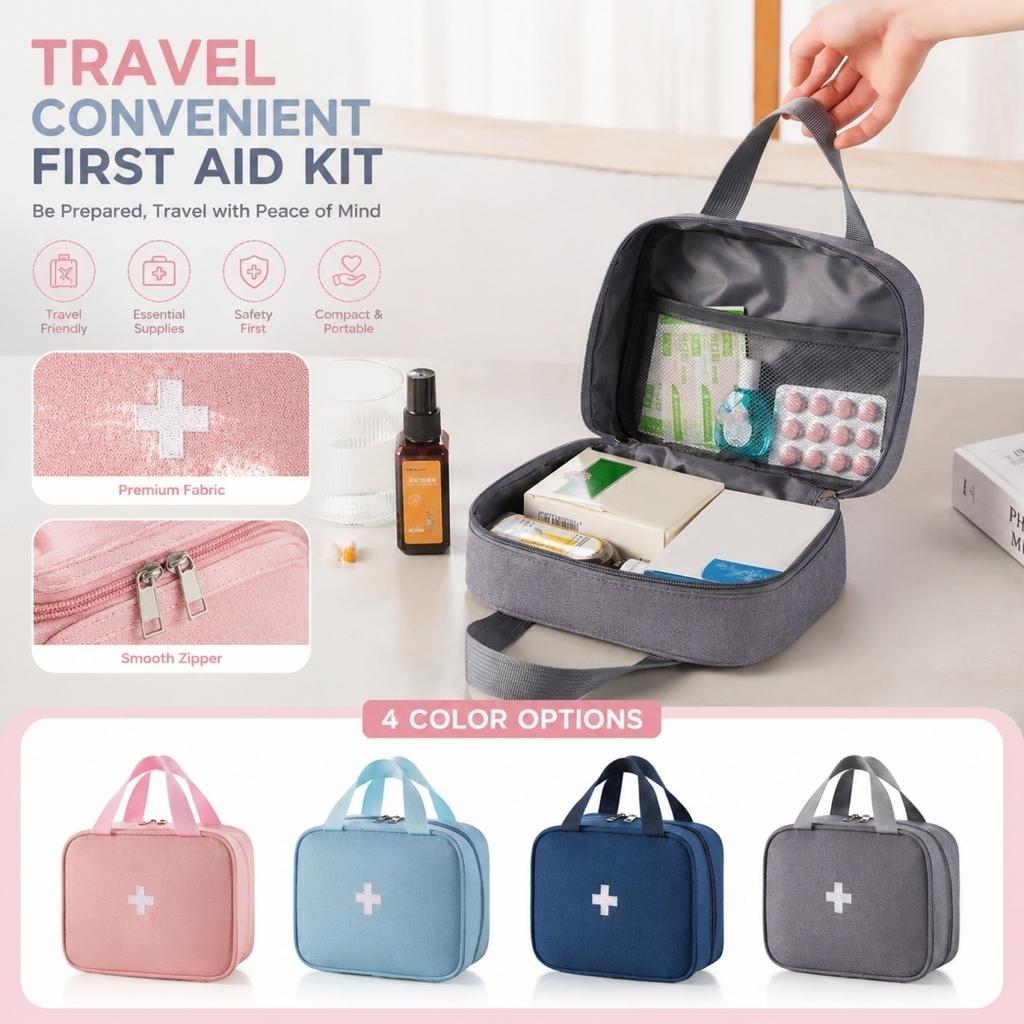 Portable Large First Aid Travel Bag Outdoor Emergency Kit Organizer with Handle for Home Office Car School Camping Hiking