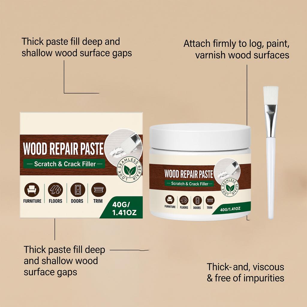Wood Care Cream for Wood Furniture and Floor Repair, Anti-Cracking Maintenance, Scratch Remover, Home Wood Polish