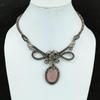 Rose Quartz Necklace Handmade Jewelry, 999 Copper Wire Wrapped Necklace Designer Gemstone Jewelry Adjustable Chain Necklace Gift For Mom