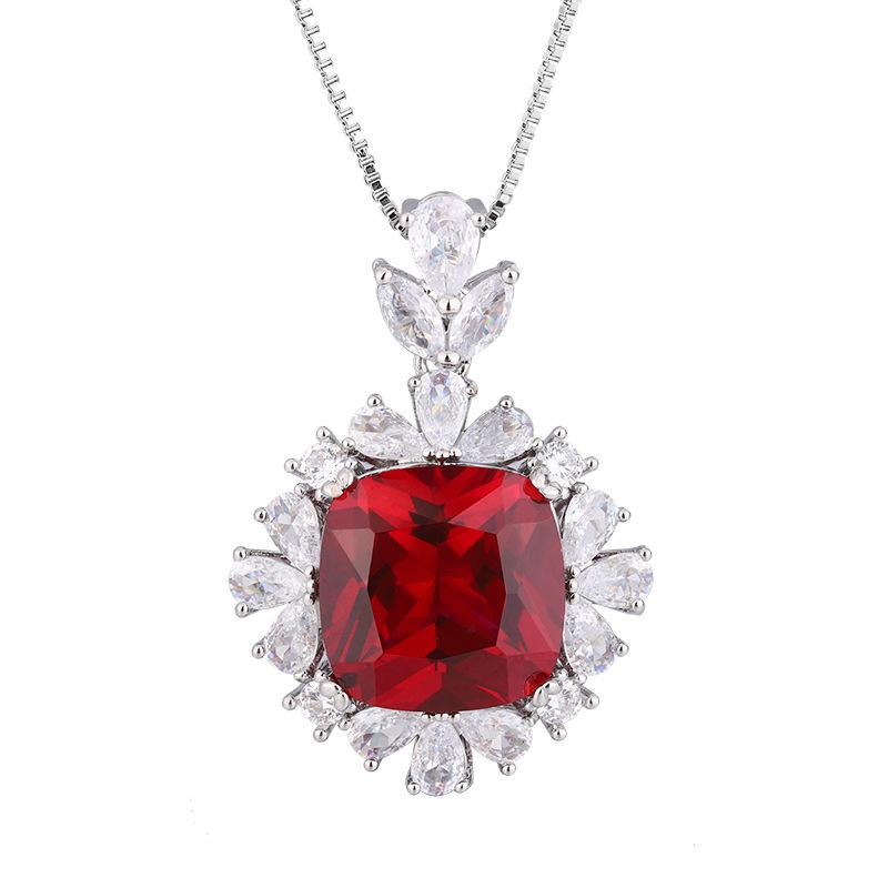 Autumn And Winter Jewelry Retro Simulation Red Corundum Emerald Fat Square Inlaid Main Stone 14 * 14
