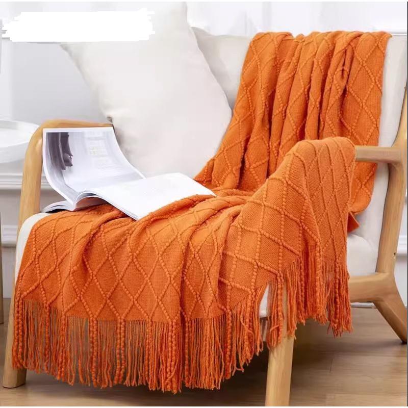

Модное однотонное уютное одеяло: Всепогодный универсальный плед для летних помещений с кондиционером, зимних объятий и ежедневного использования 130x170cm оранжевый