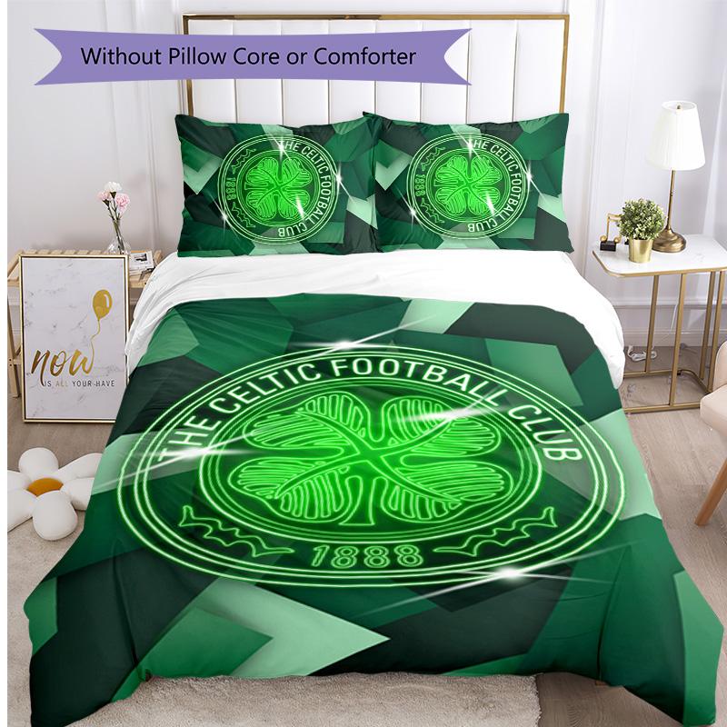 Set Biancheria da Letto Celtic FC Stampato 3 Pezzi Copripiumino Traspirante con Federe Biancheria da Letto Decorativa per Camera da Letto Casa