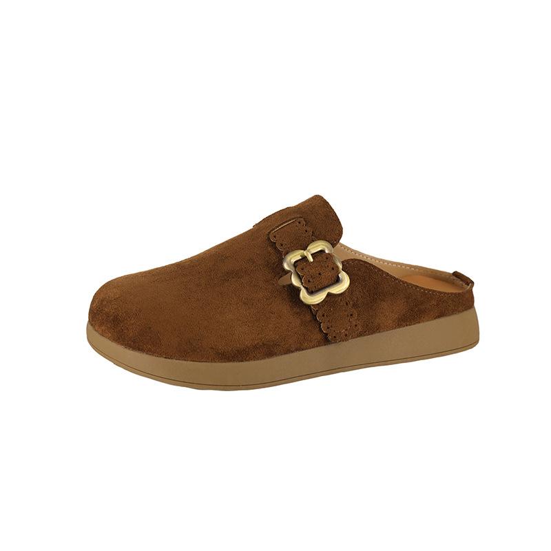 

Ретро толстоподошвочные Boken сумка-голова полушлепанцы женские для улицы 2025 весна и осень новая ленивая модель на одном педале сумка-голова шлепанцы тренд 40 коричневый