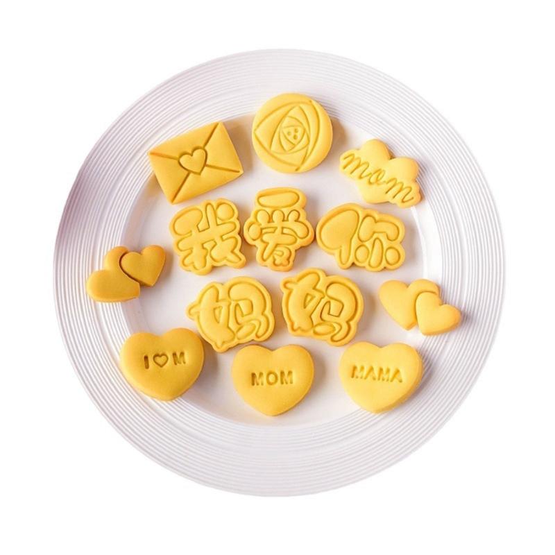 Mother's Day Series Cookie Cutter Biscuit Molds Biscuit Cutters Plastic Material Cookie Embossing Molds for DIY Baking