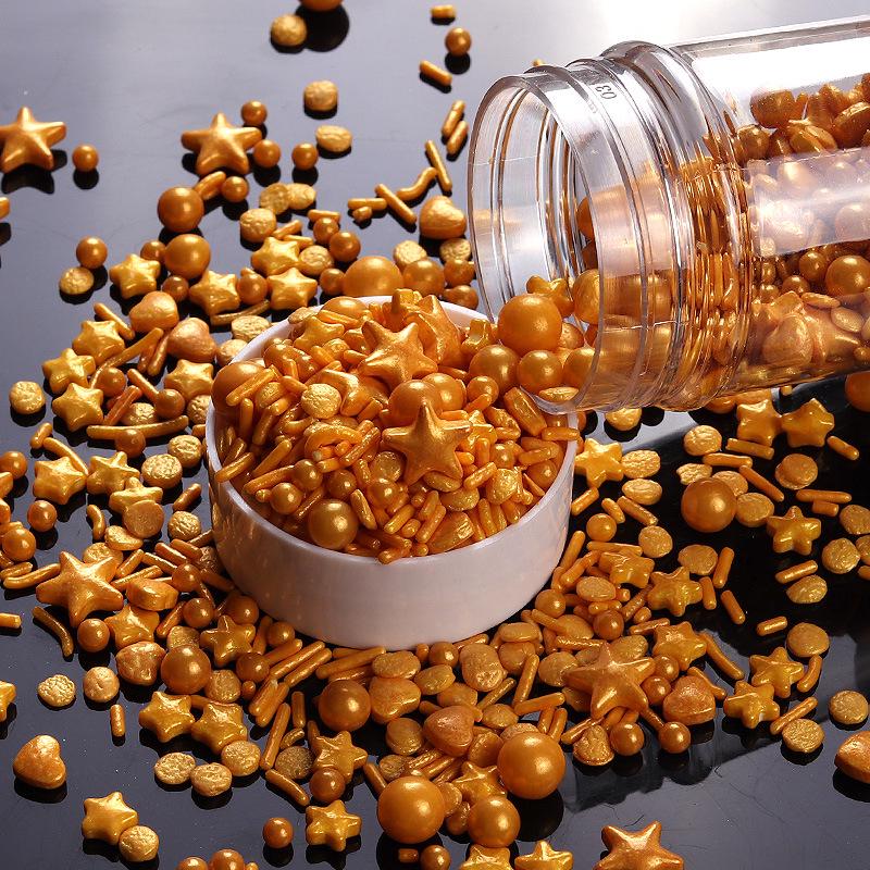 Irisierende Backdekoration Zuckerperlen: Bunter, gemischter Zucker für Cupcakes, Donuts, Lollis und mehr.