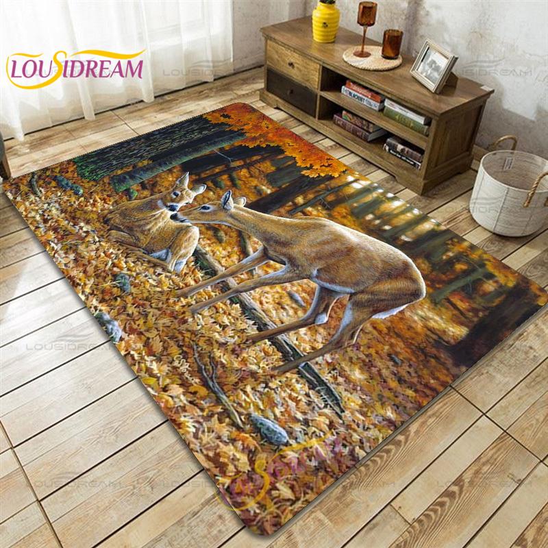 Wild Animals Deer Wildebeest Carpet for Living Room Bedroom Rug Kitchen Door Kids Unslip Floor Mats Birthday Gift Alfombra Rug