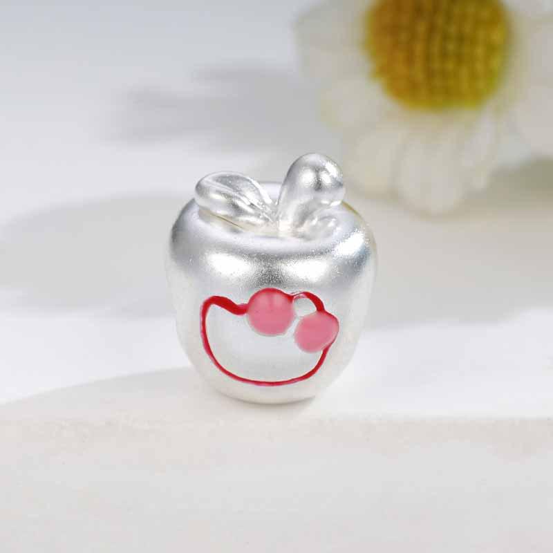 Sterling Silver 999 Hello Kitty Apple Beaded Luck Charm Bracelet