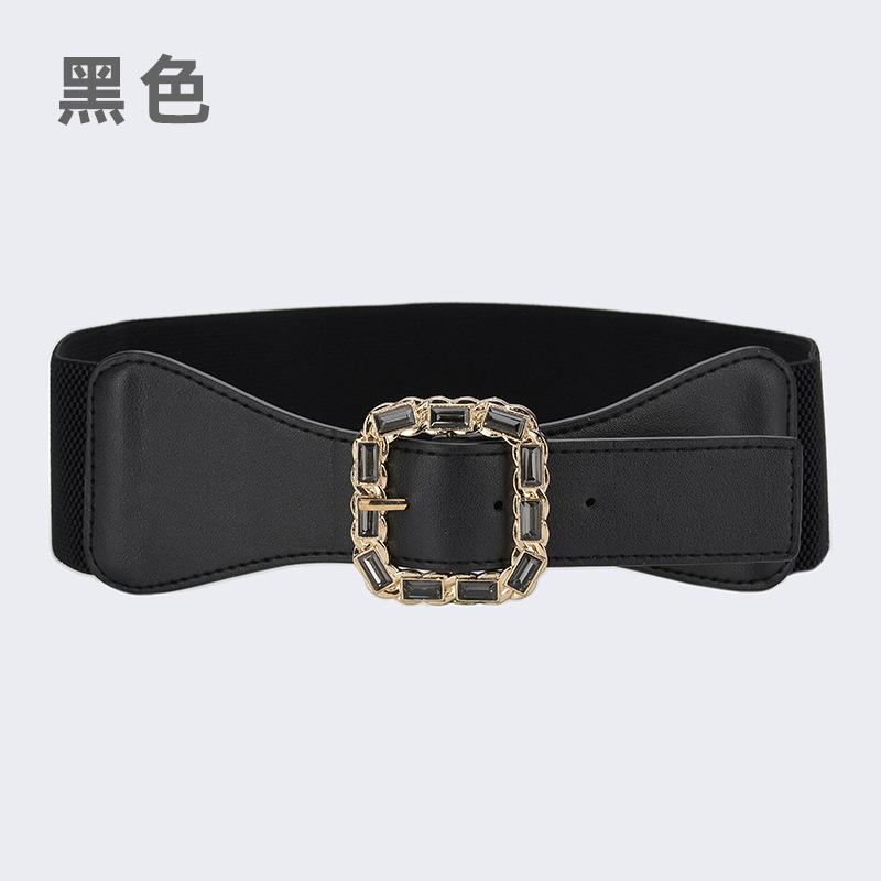 Leather Wide Waist Seal Decoration Versatile Ins Style with Dress Suit, Elastic Stretch Pin Buckle Belt Coat Belt