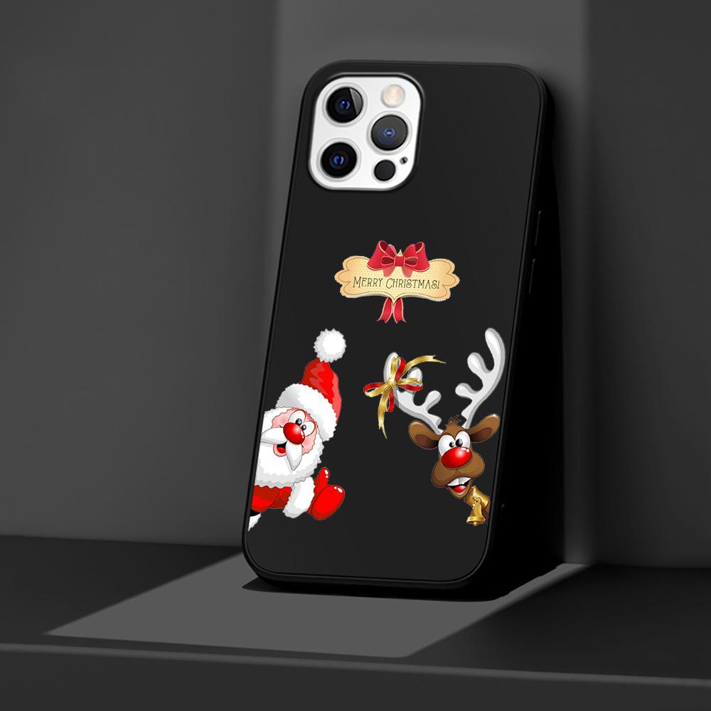 Phone Case for Apple iPhone 14 11 13 Pro Max 12 Mini XR 7 8 + SE 2020 XS 6 6s Plus 5 5s Christmas New Year Gifts Elk Snow Cover