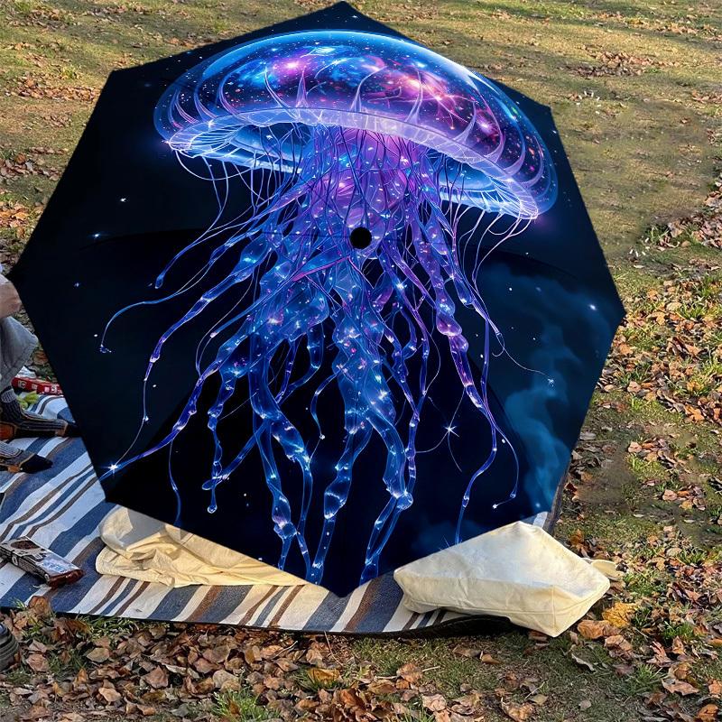 1pc Jellyfish, Galaxy Automatic Open/Close Umbrella with Windproof, 8-Rib Sturdy Canopy, Durable Ribs, Fashionable Design1190A